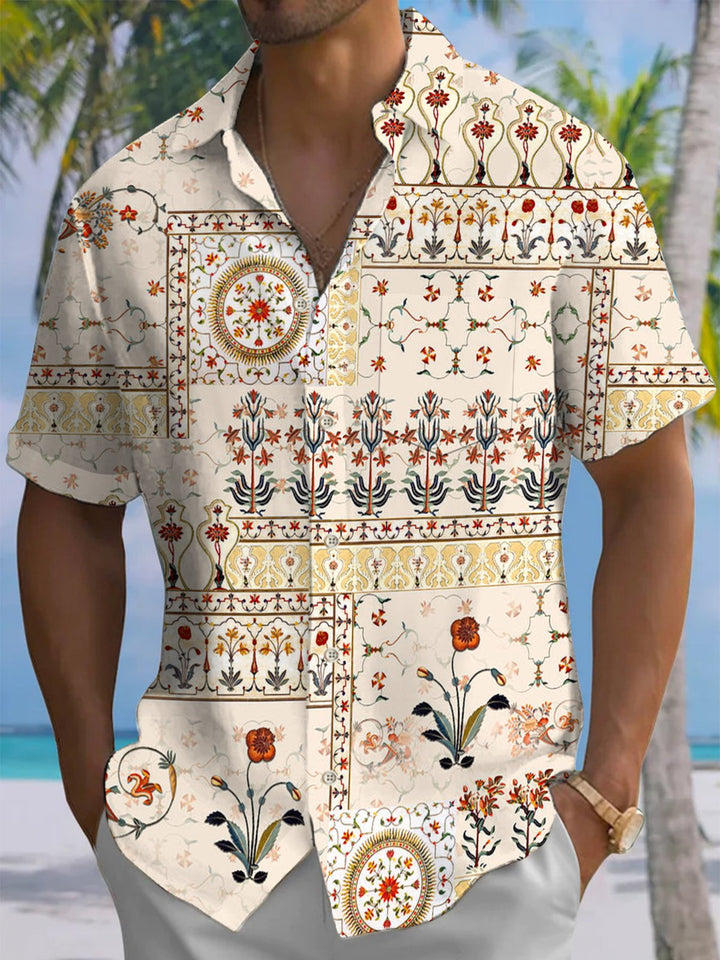 Alohadaddy® Vintage Ethnic Pattern Print Pocket Button Stretch Men&