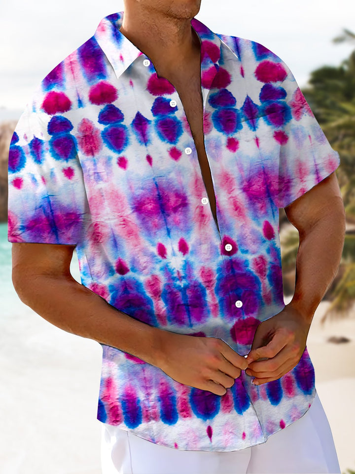 Alohadaddy® Vintage Tie-Dye Abstract Print Pocket Elastic Button Men&
