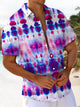 Alohadaddy® Vintage Tie-Dye Abstract Print Pocket Elastic Button Men's Long Sleeve Shirt Big & Tall