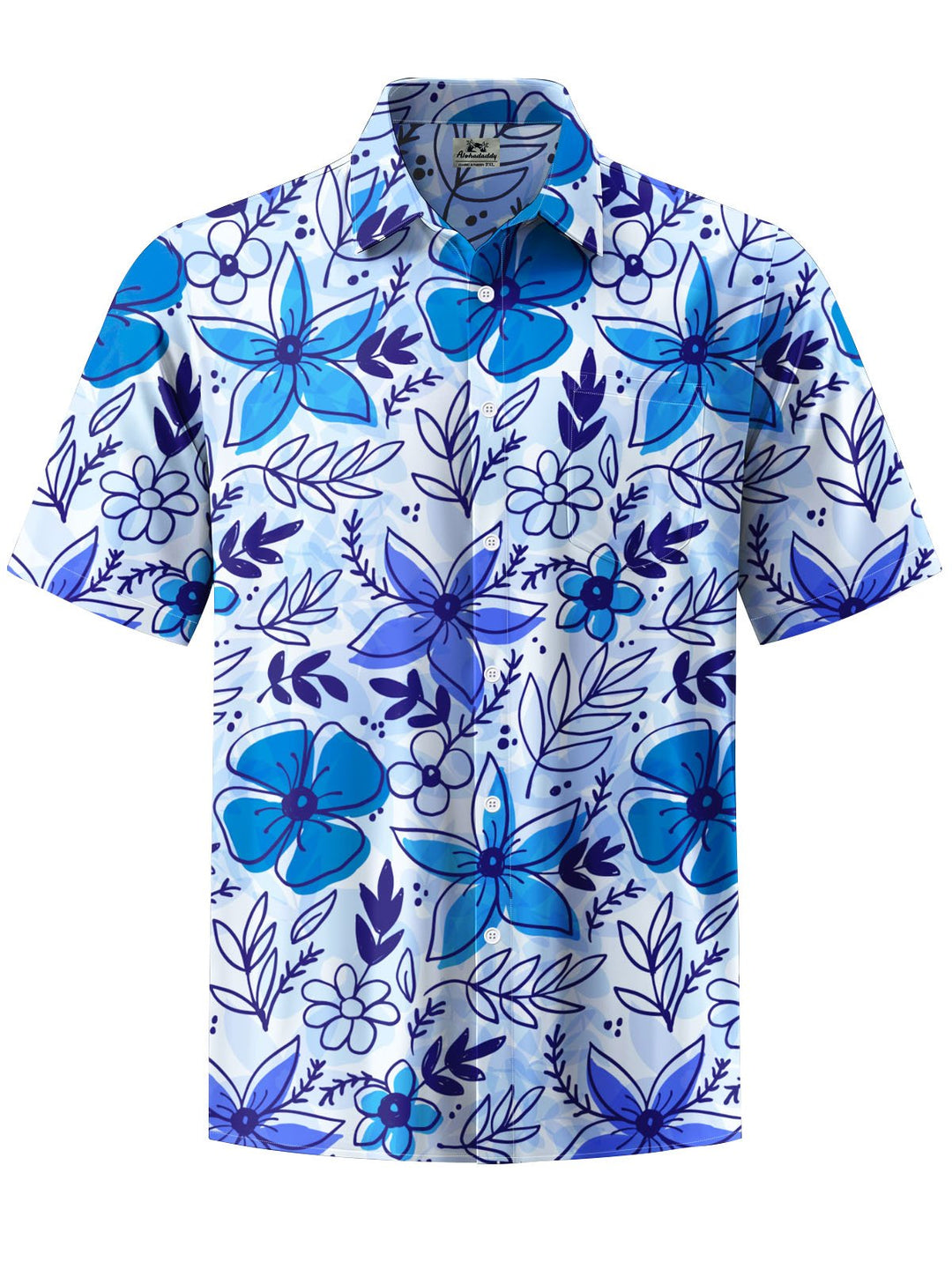 Alohadaddy® Hawaiian Flowers Print Chest Pocket Mens Short Sleeve Shirt Big &amp; Tall