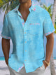 Alohadaddy® Hawaii Flamingo Contrast Color Art Print Chest Pocket Men's Short Sleeve Shirt Big & Tall