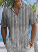 Alohadaddy® Casual Stripes Art Print Chest Pocket Moisture Wicking Men's Short Sleeve Shirt Big & Tall