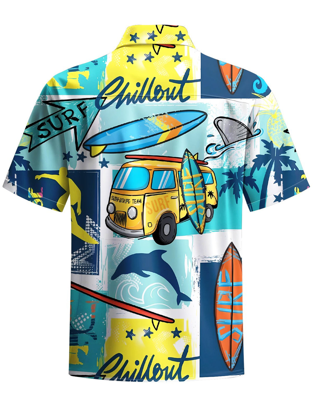 Alohadaddy® Hawaiian Vacation Art Print Moisture Wicking Chest Pocket Mens Short Sleeve Shirt Big &amp; Tall