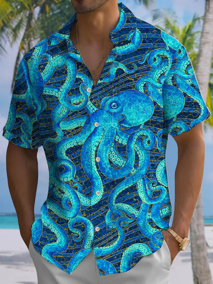Alohadaddy® Hawaiian Octopus Art Print Moisture Wicking Men&