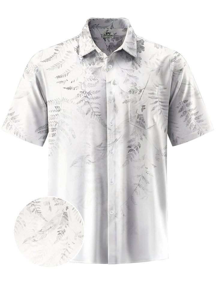 Alohadaddy® Casual Leaves Art Print Chest Pocket Mens Short Sleeve Shirt Big &amp; Tall