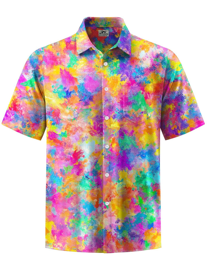 Alohadaddy® Hawaiian Abstract Art Print Chest Pocket Men&