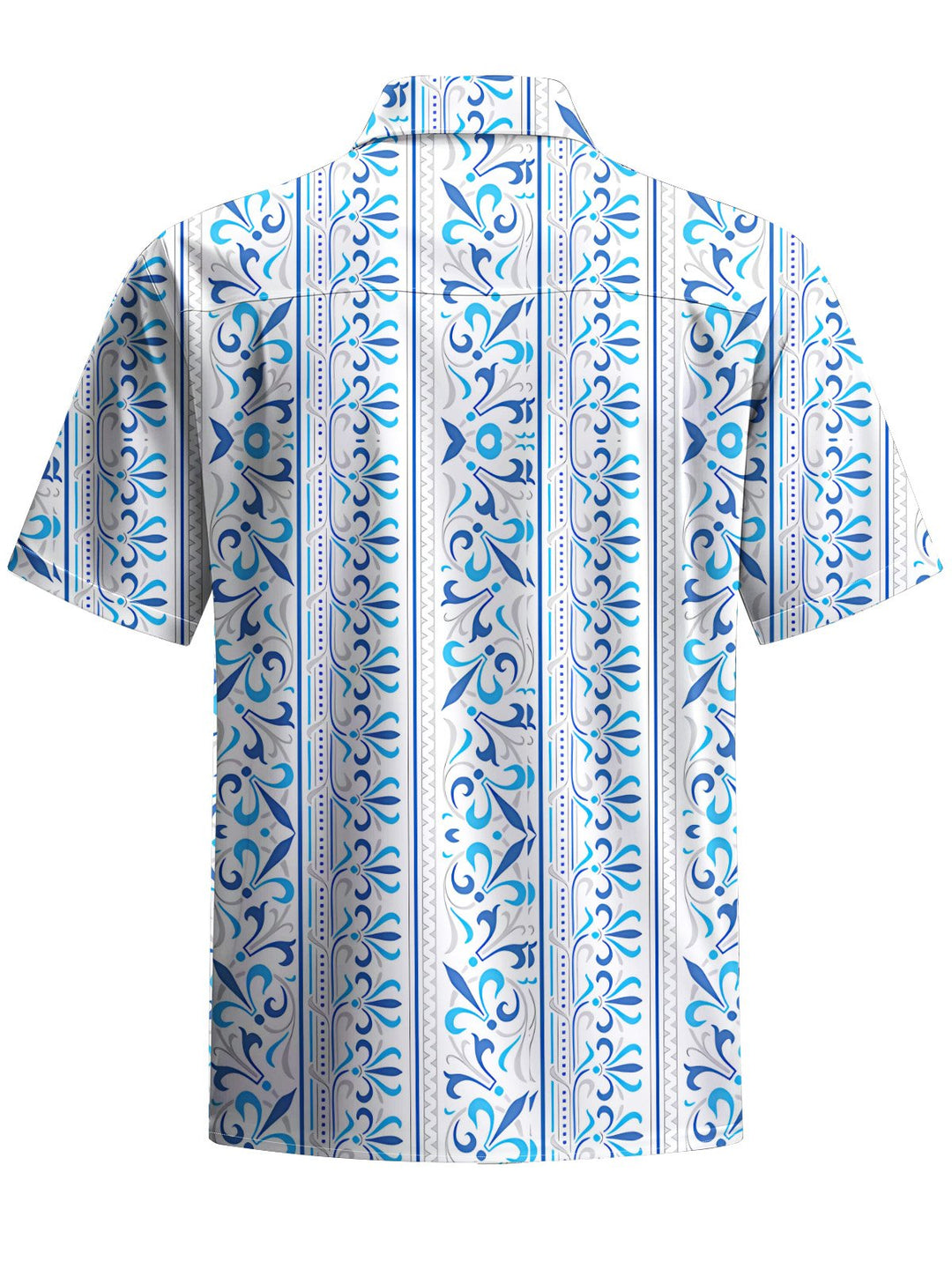 Alohadaddy® Casual Stripes Ethnic Pattern Print Art Chest Pocket Men Short Sleeve Shirt Big &amp; Tall