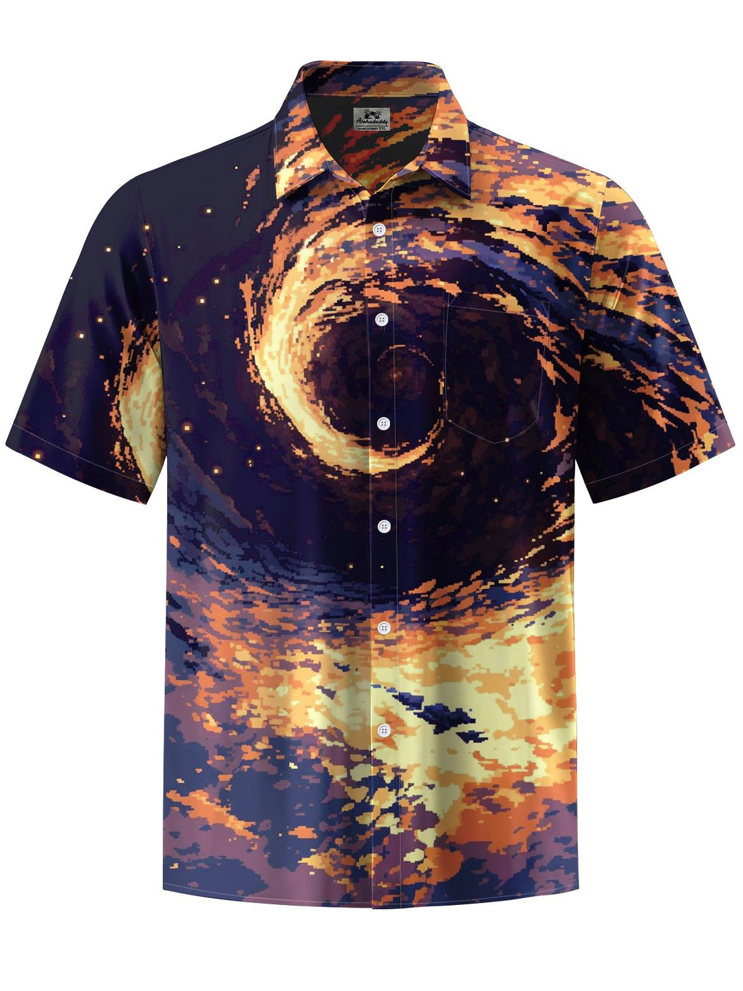 Alohadaddy® Casual Flame Art Print Chest Pocket Men&