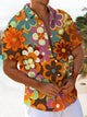 Alohadaddy® Casual Floral Art Print Chest Pocket Men's Short Sleeve Shirt Big & Tall