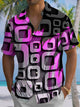 Alohadaddy® Casual Geometric Ombre Art Print Chest Pocket Men's Short Sleeve Shirt Big & Tall
