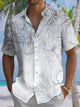 Alohadaddy® Casual Floral Ombre Art Print Chest Pocket Men's Short Sleeve Shirt Big & Tall