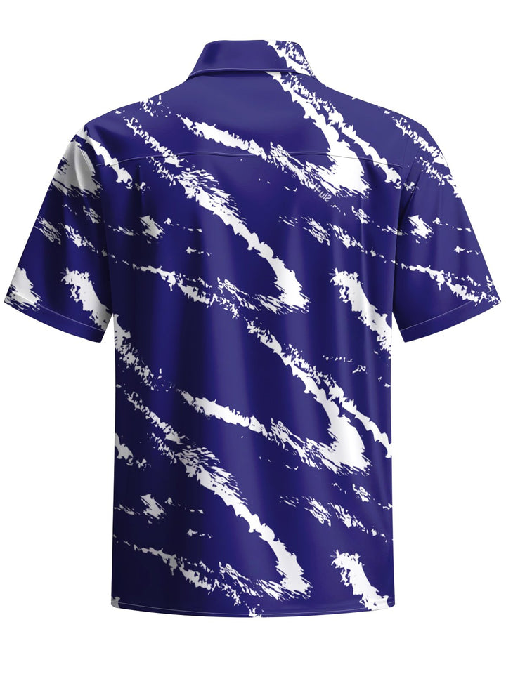 Alohadaddy® Casual Abstract Art Print Chest Pocket Men&