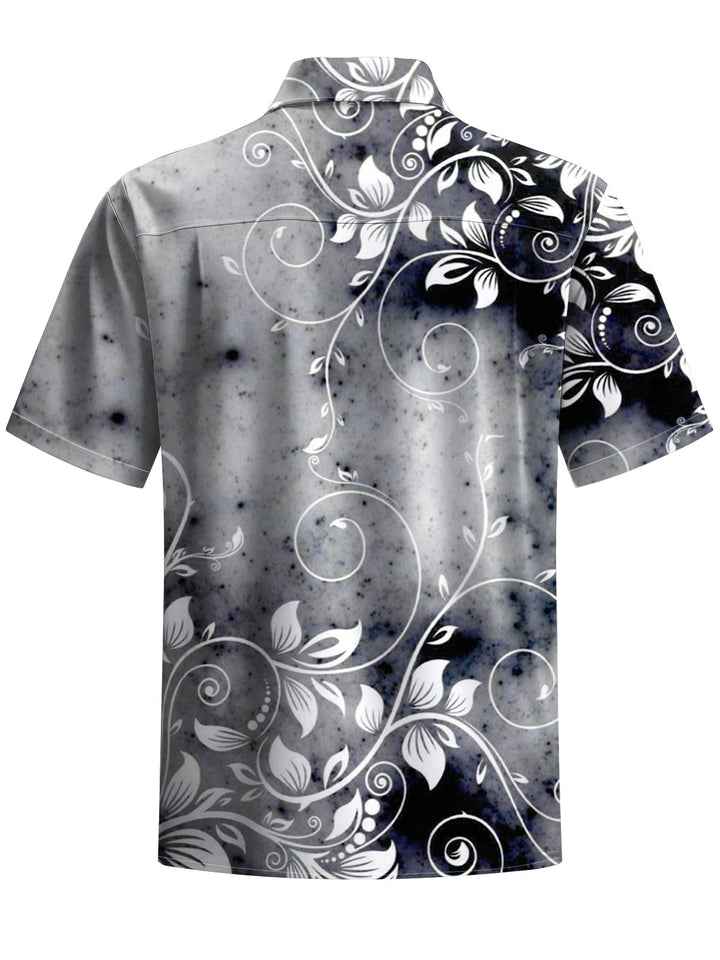 Alohadaddy® Vintage Leaf Art Print Chest Pocket Stretch Men&
