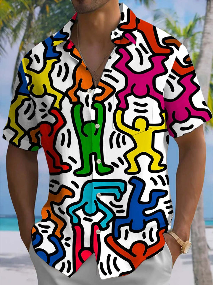 Alohadaddy® Casual Graffiti Print Art Pocket Stretch Men&