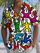 Alohadaddy® Casual Graffiti Print Art Pocket Stretch Men's Short Sleeve Shirt Big & Tall