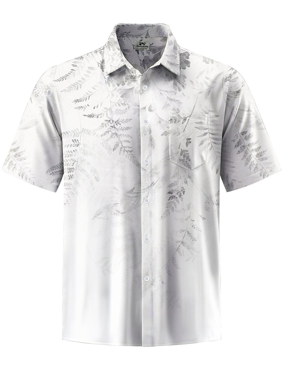 Alohadaddy® Casual Leaves Art Print Chest Pocket Mens Short Sleeve Shirt Big &amp; Tall