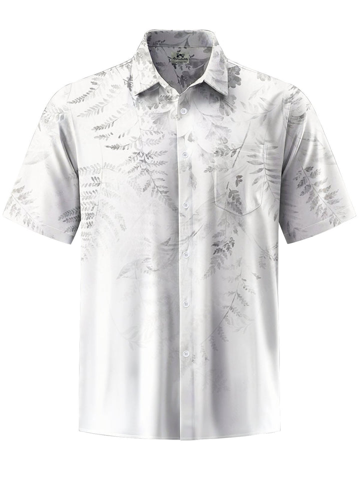 Alohadaddy® Casual Leaves Art Print Chest Pocket Mens Short Sleeve Shirt Big &amp; Tall