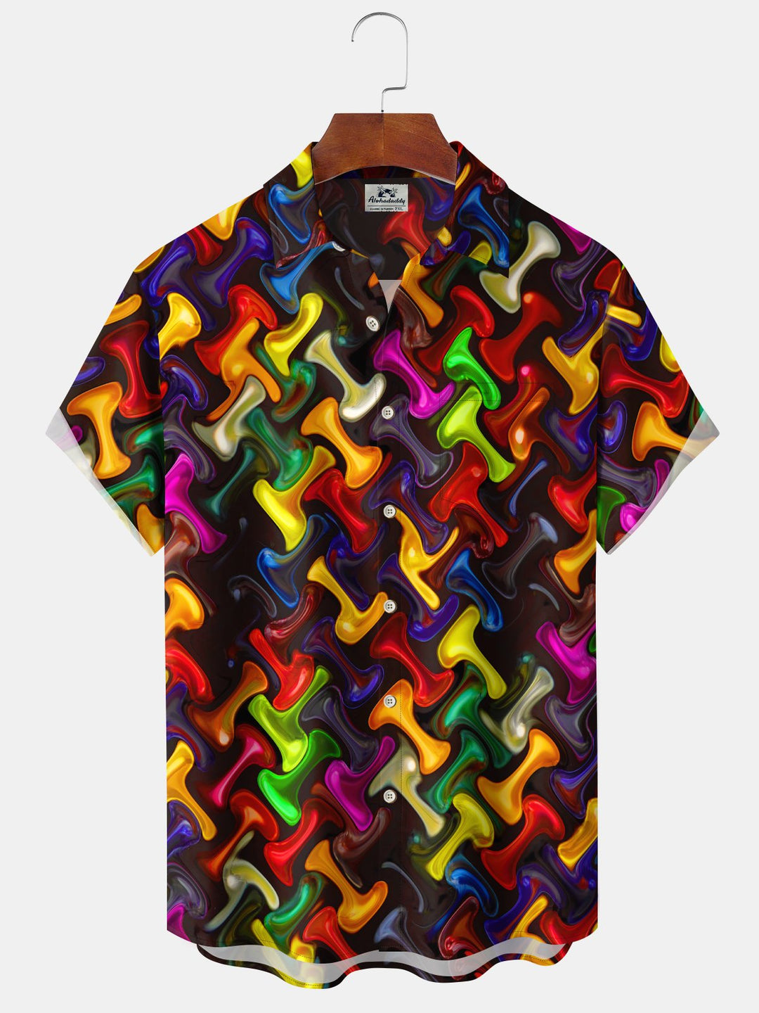 Alohadaddy Retro Geometric Gradient Abstract Hawaiian Shirt