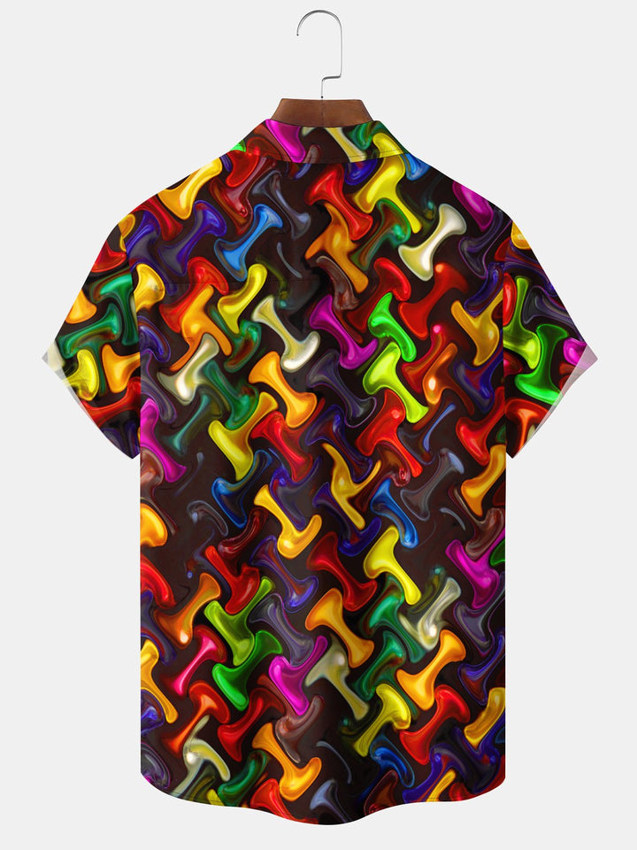 Alohadaddy Retro Geometric Gradient Abstract Hawaiian Shirt