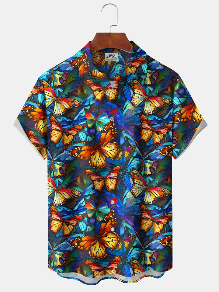 Alohadaddy Hawaiian Vacation Floral 3D Gradient Butterfly Shirt