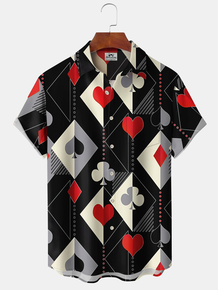 Alohadaddy Geometric Retro 60s Mid-Century Geometric Poker Button-Down Shirt