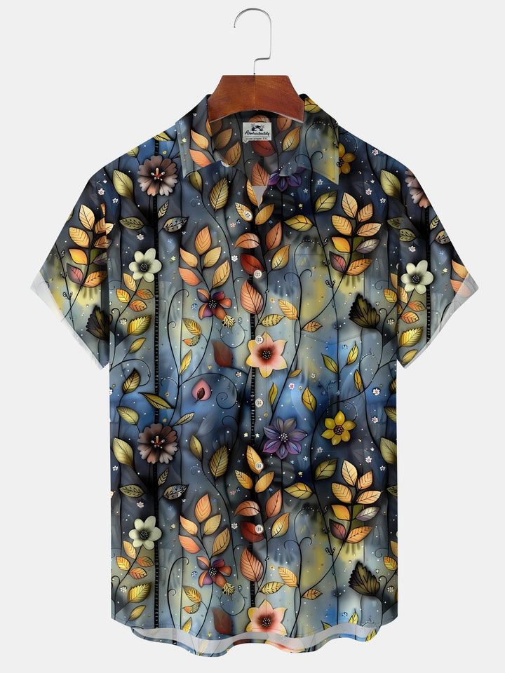 Alohadaddy Vintage Gradient Oil Painting Vine Floral Hawaiian Vacation Shirt