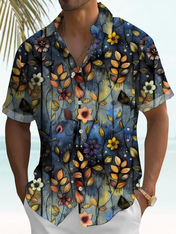 Alohadaddy Vintage Gradient Oil Painting Vine Floral Hawaiian Vacation Shirt