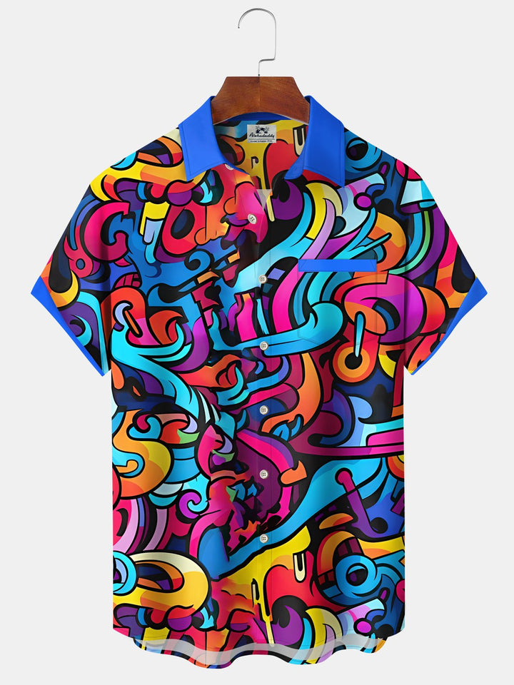 Alohadaddy Abstract Geometric Gradient Vintage Patchwork Shirt