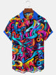 Alohadaddy Abstract Geometric Gradient Vintage Patchwork Shirt