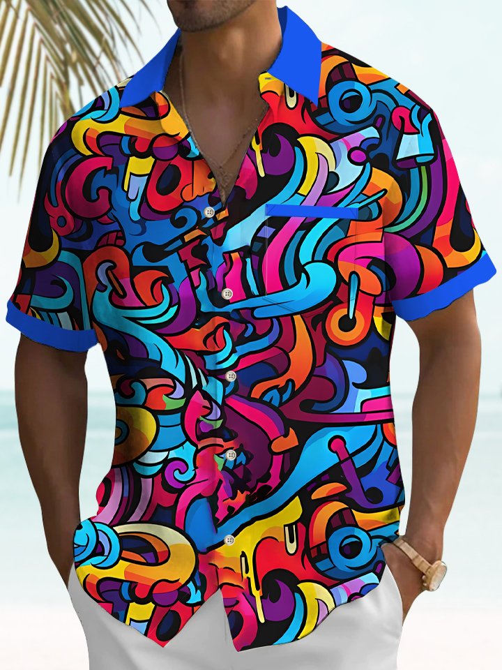 Alohadaddy Abstract Geometric Gradient Vintage Patchwork Shirt