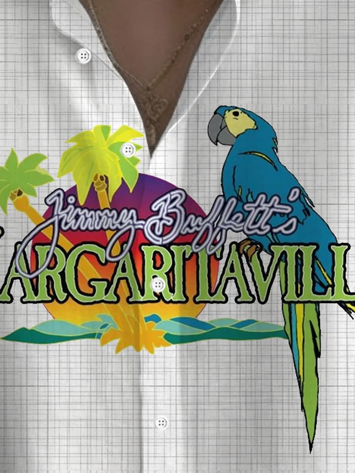Alohadaddy® Casual Parrot Art Print Pockets Moisture Wicking Hawaiian Shirt Big &amp; Tall