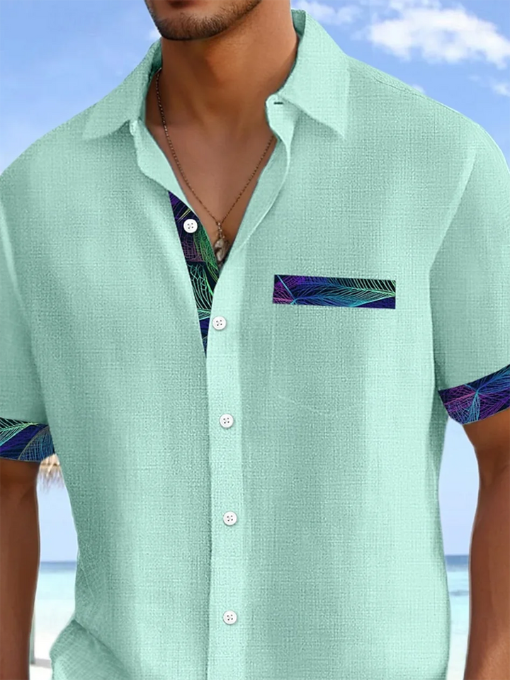 Alohadaddy® Casual Basics Contrast Print Chest Pocket Men&