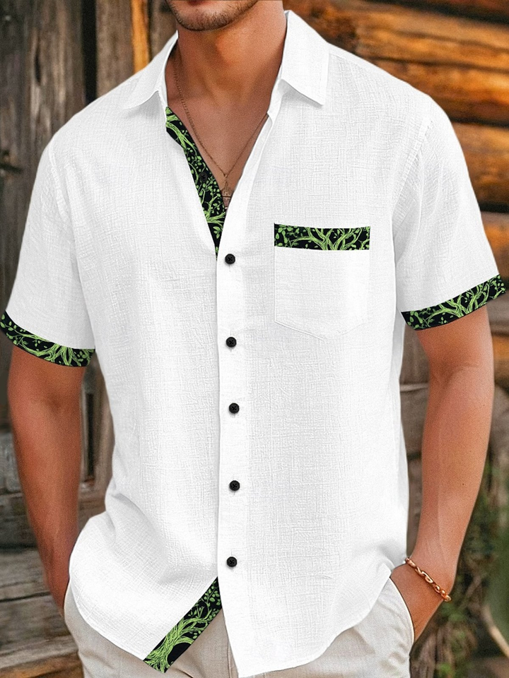 Alohadaddy® Basic Contrast Print Chest Pocket Men&