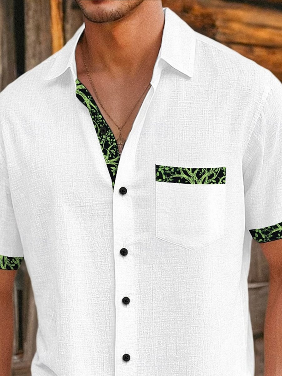 Alohadaddy® Basic Contrast Print Chest Pocket Men&