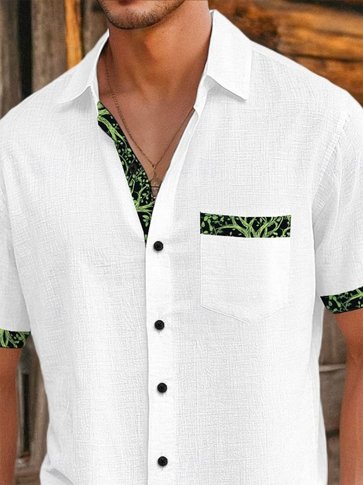 Alohadaddy® Basic Contrast Print Chest Pocket Men&