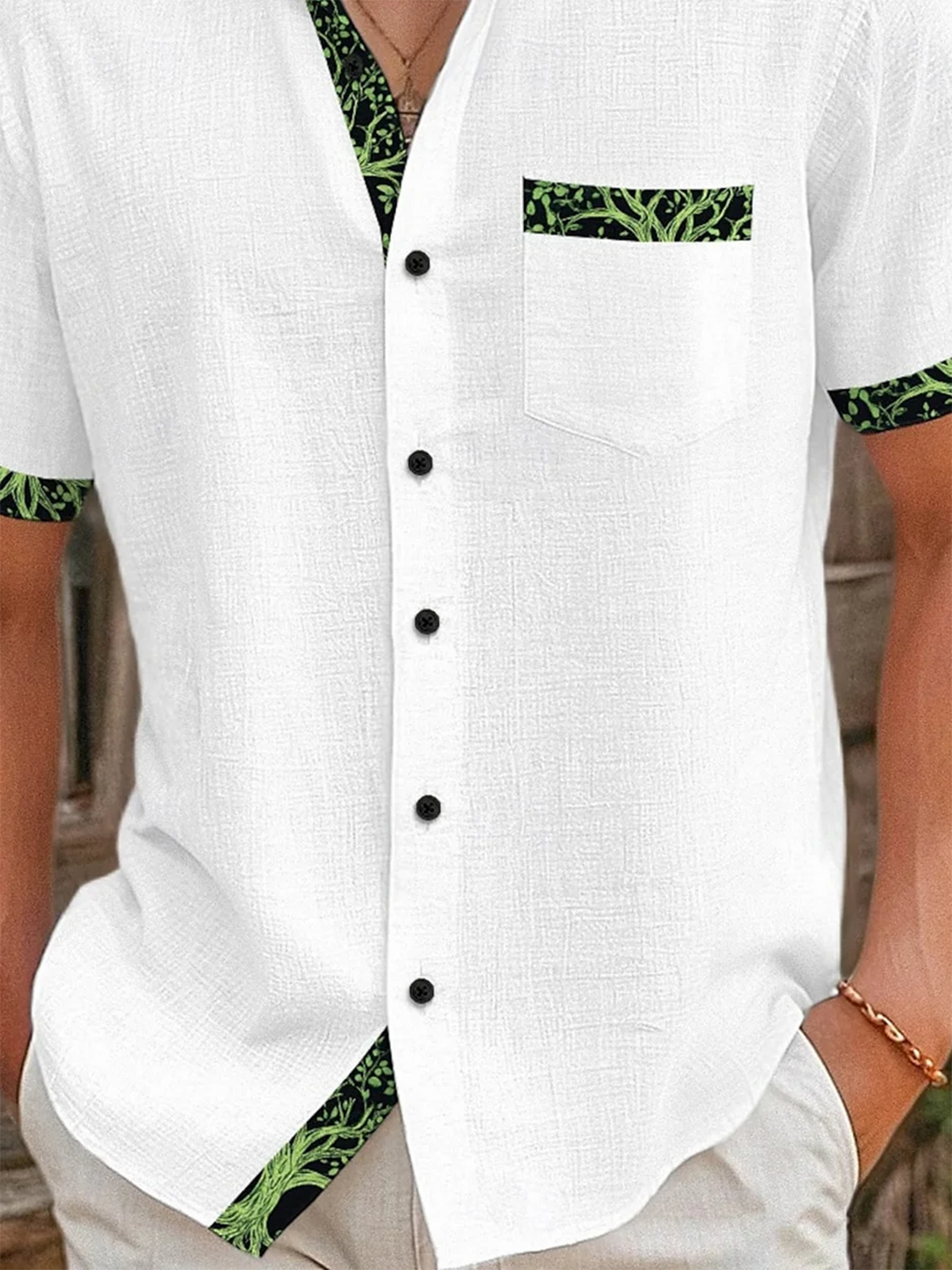 Alohadaddy® Basic Contrast Print Chest Pocket Men&