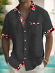 Alohadaddy® Basic Contrast Poker Print Chest Pocket Men's Short Sleeve Shirt Big & Tall