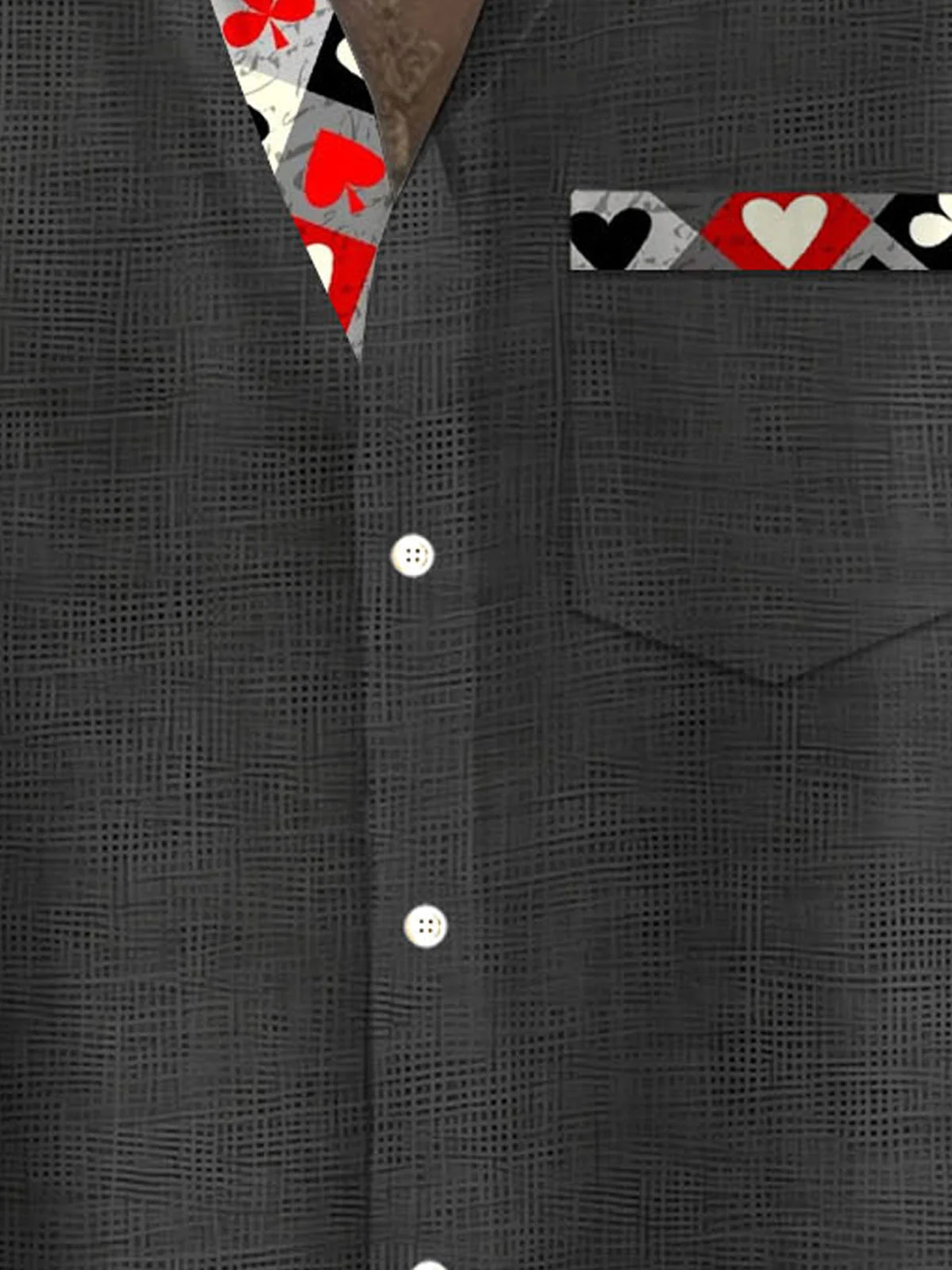 Alohadaddy® Basic Contrast Poker Print Chest Pocket Men&