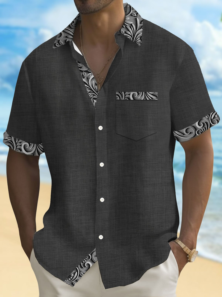 Alohadaddy® Casual Basics Contrast Print Chest Pocket Men&