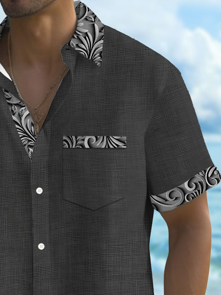 Alohadaddy® Casual Basics Contrast Print Chest Pocket Men&
