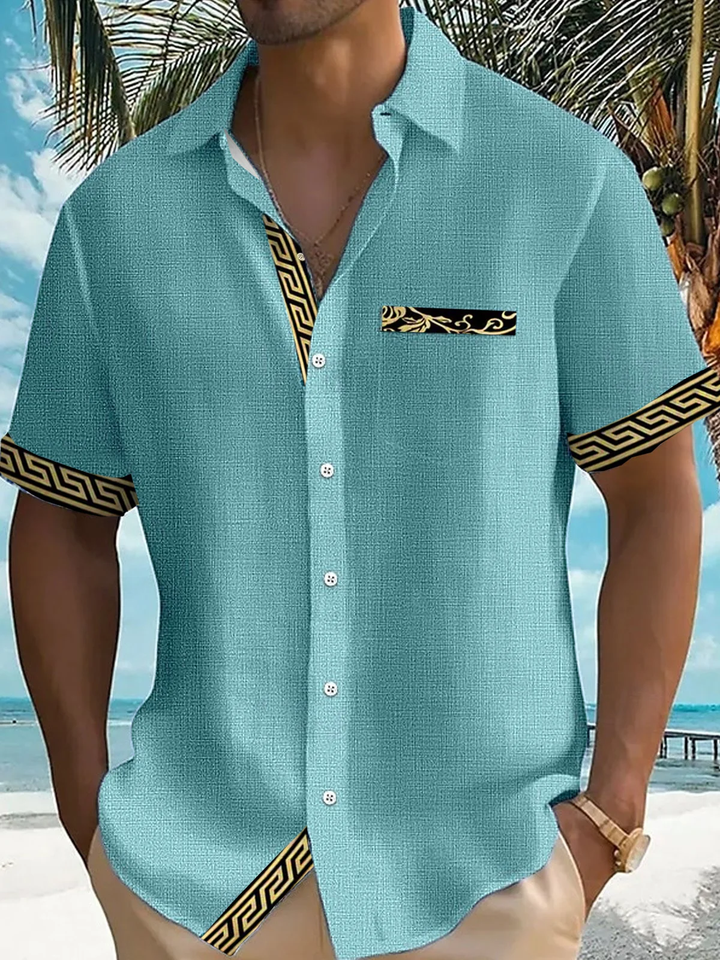 Alohadaddy® Casual Basics Contrast Print Chest Pocket Men&