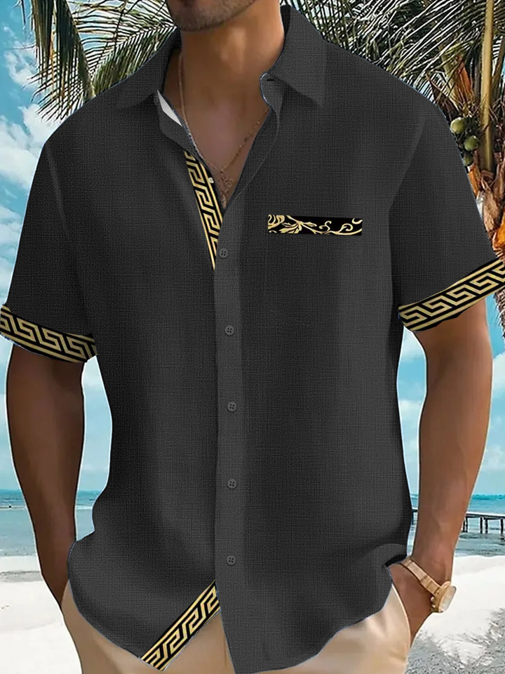 Alohadaddy® Casual Basics Contrast Print Chest Pocket Men&