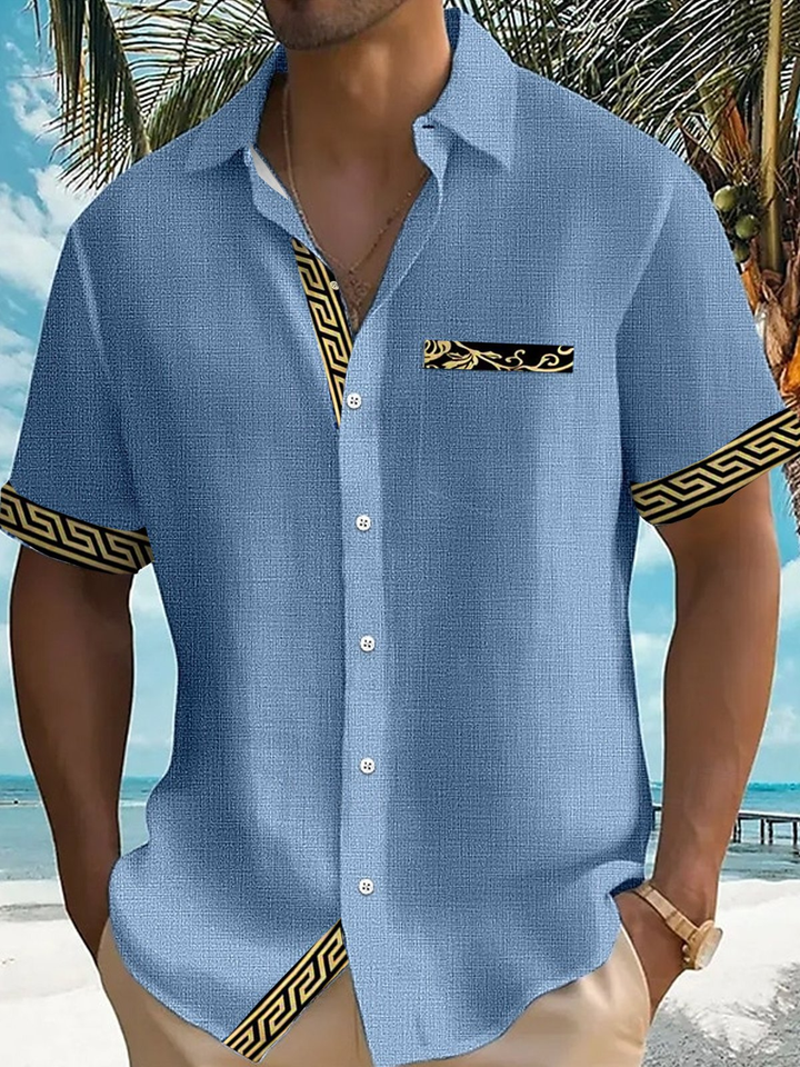 Alohadaddy® Casual Basics Contrast Print Chest Pocket Men&