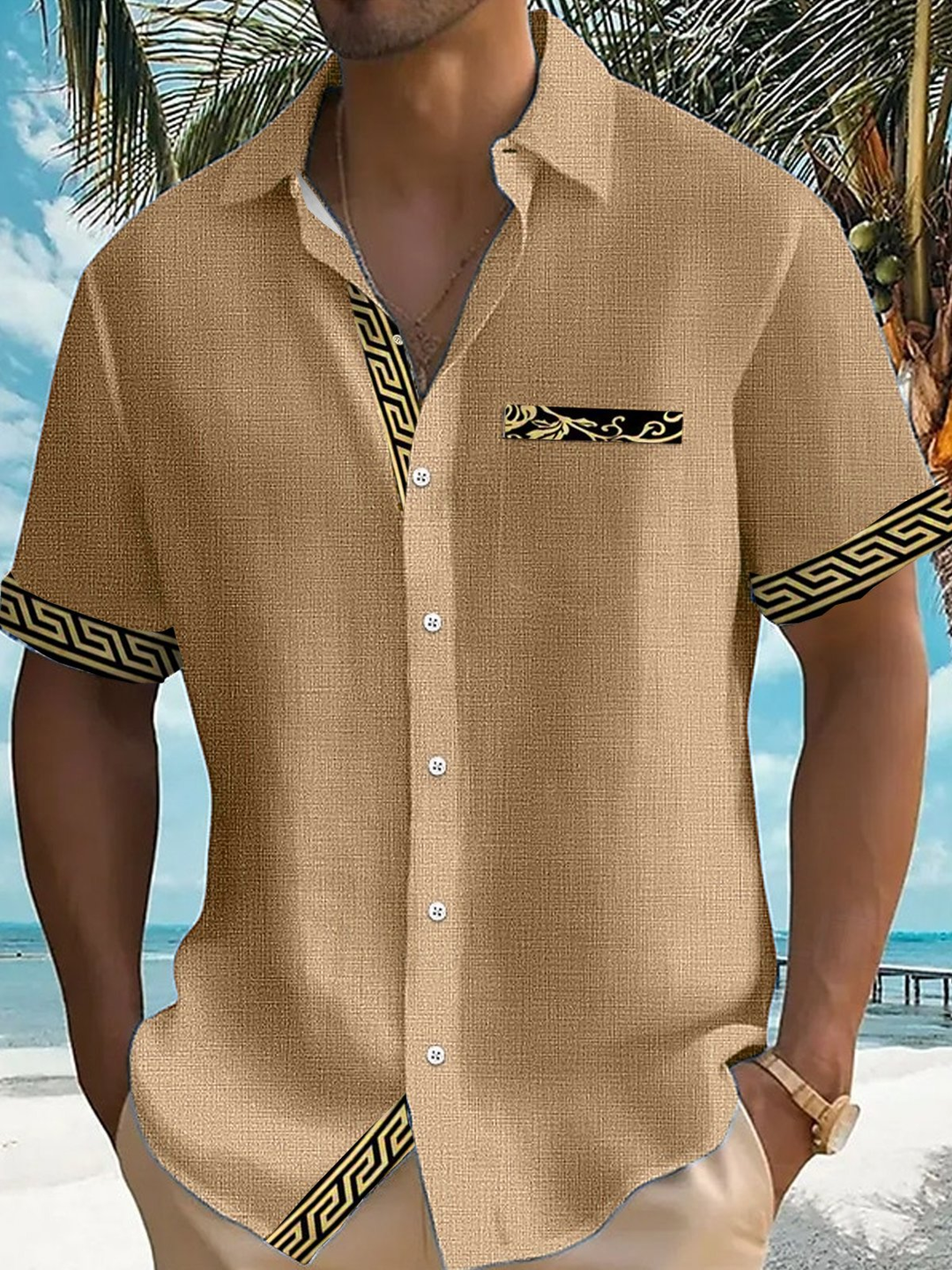 Alohadaddy® Casual Basics Contrast Print Chest Pocket Men&
