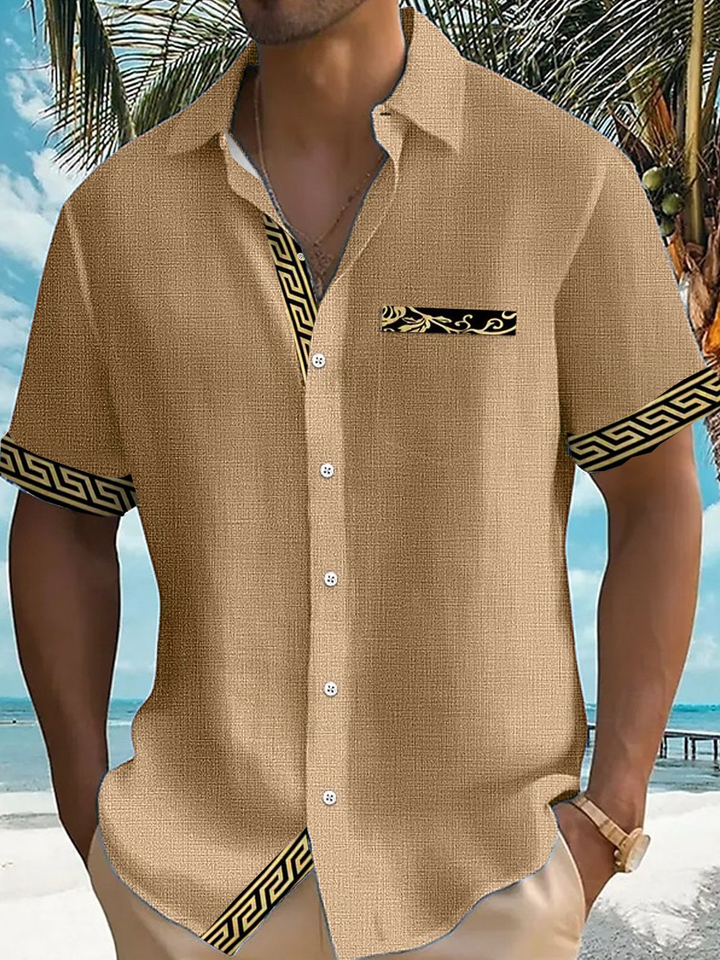 Alohadaddy® Casual Basics Contrast Print Chest Pocket Men&