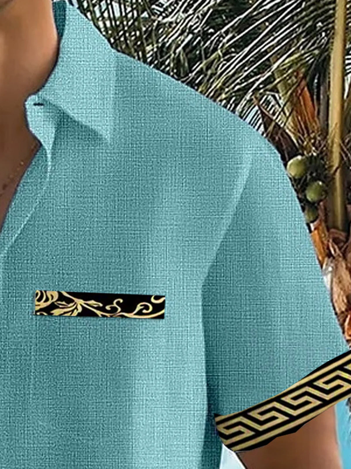 Alohadaddy® Casual Basics Contrast Print Chest Pocket Men&