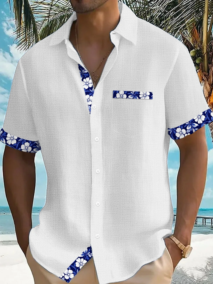 Alohadaddy® Casual Basics Contrast Floral Print Chest Pocket Men&