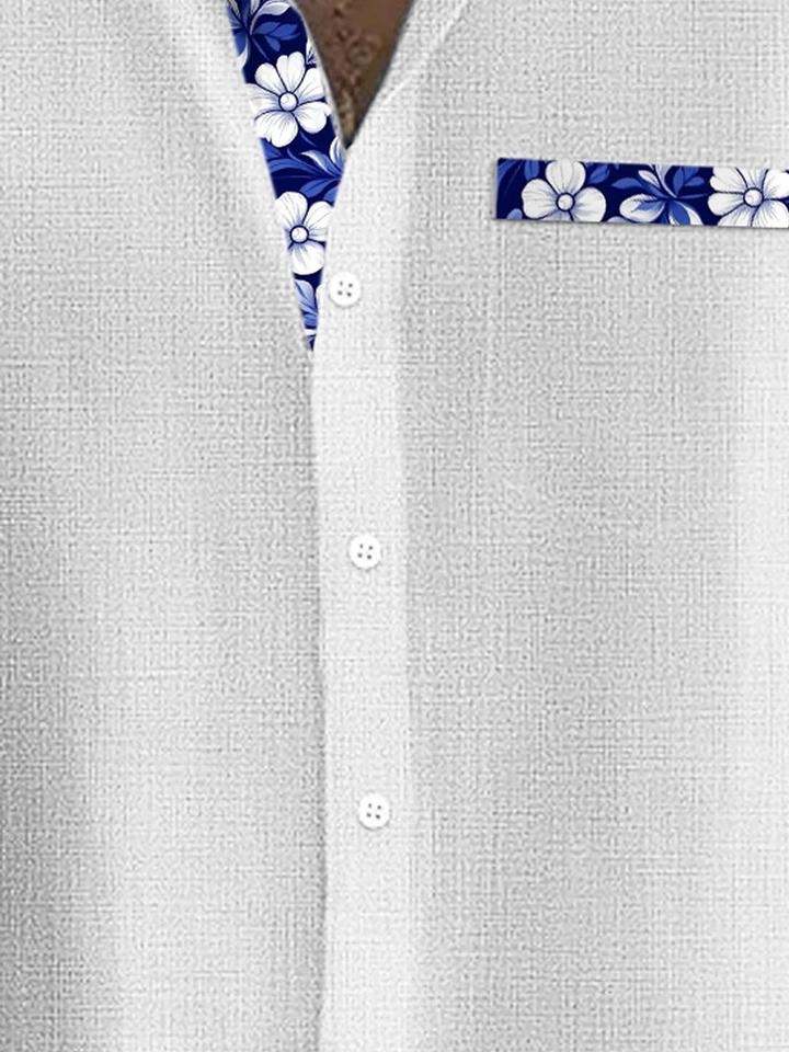 Alohadaddy® Casual Basics Contrast Floral Print Chest Pocket Men&