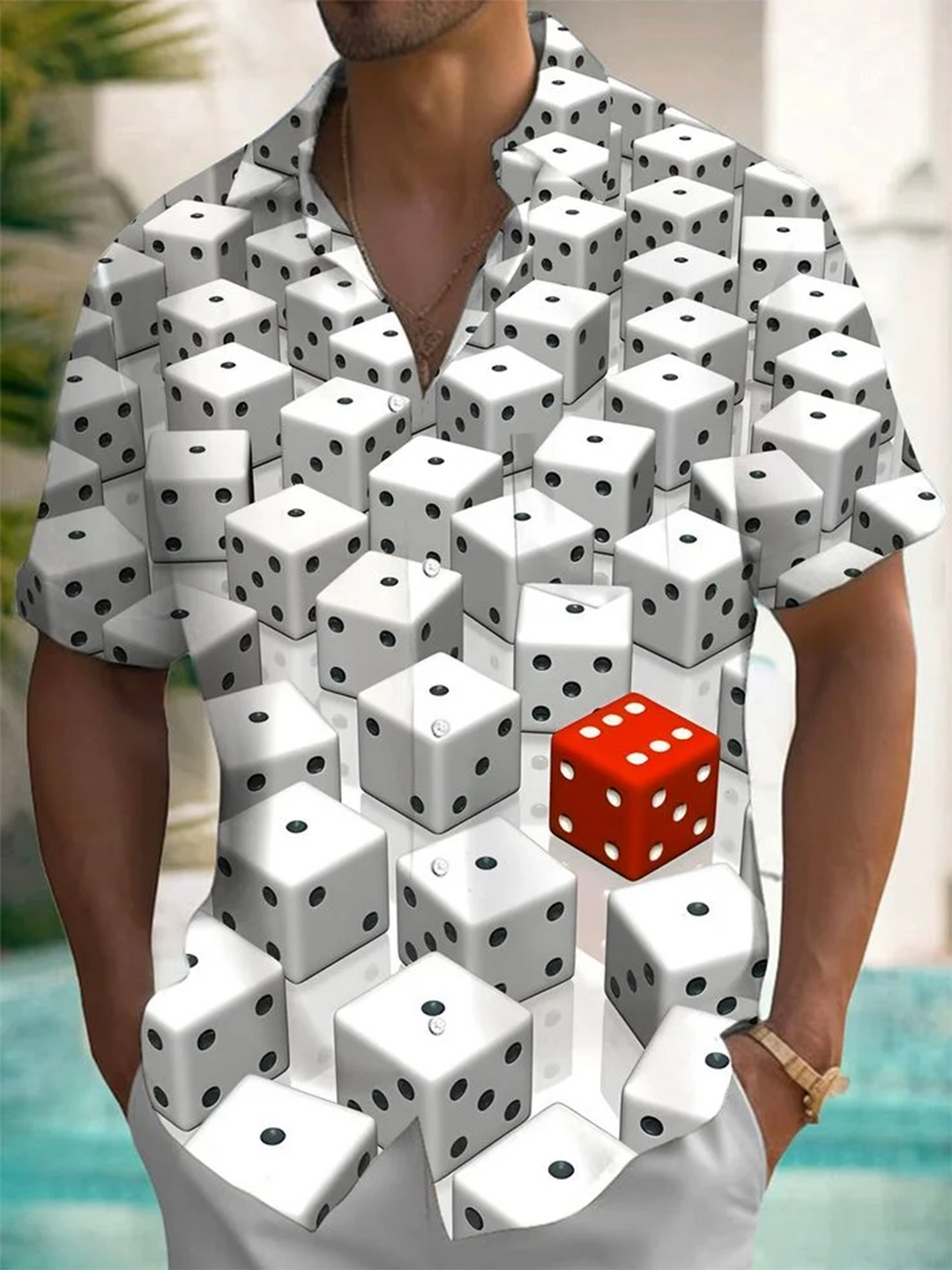 Alohadaddy® Casual Sieve Print Chest Pocket Men&