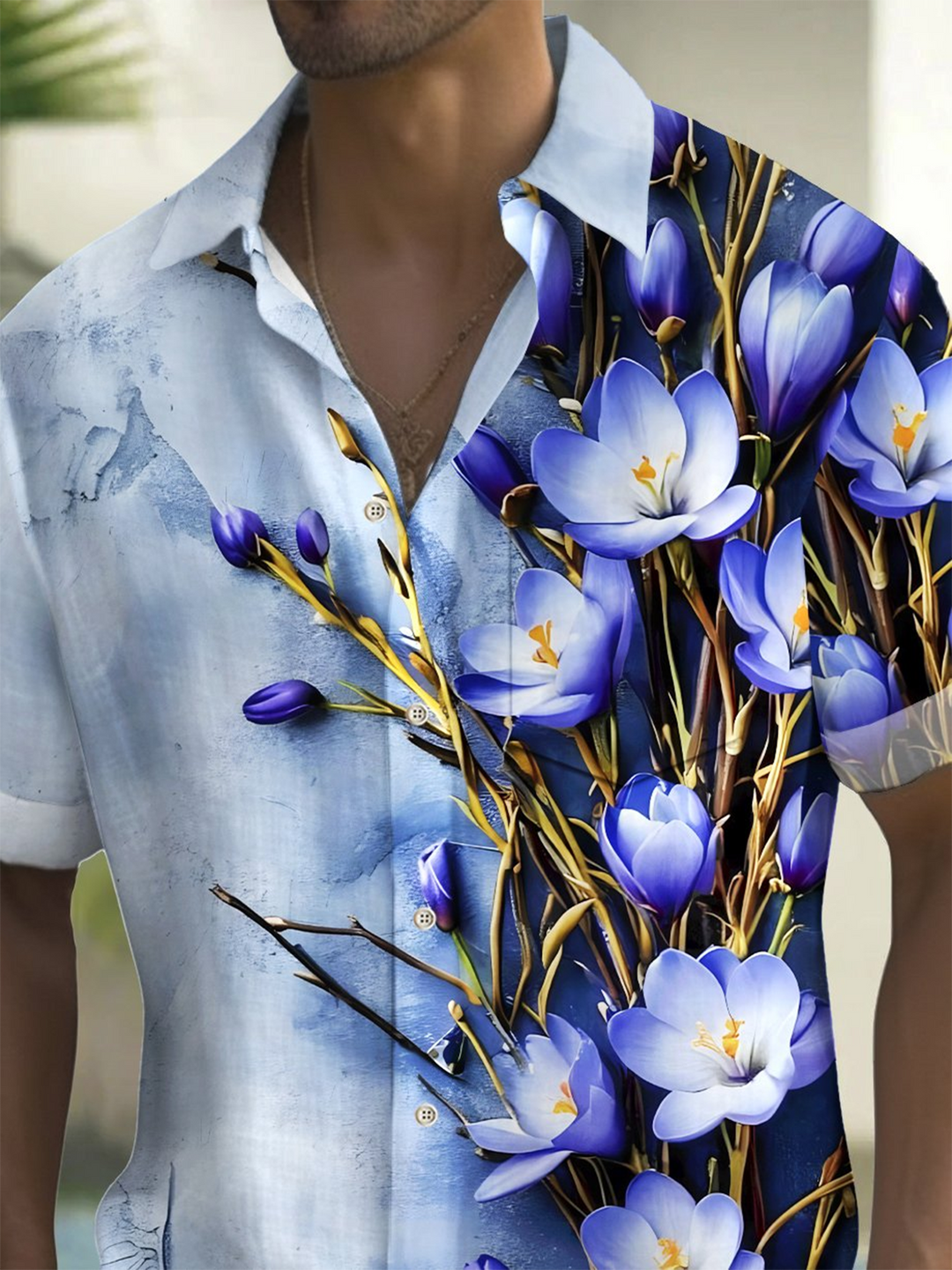 Alohadaddy® Vintage Floral Uneven Print Chest Pocket Men&